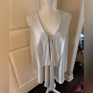 Sleeveless V-Neck Draped Tunic Top in Feather Grey